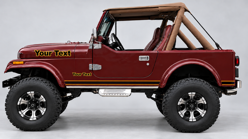 Custom Text Outline Side Stripes Vinyl Decal Kit for Jeep CJ-7 1984