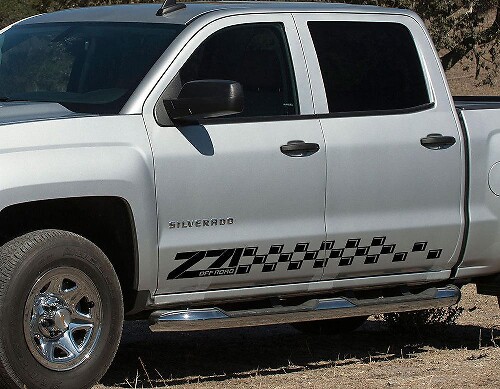 Checkered Style Side Door Vinyl Decal Sticker for Chevrolet Silverado