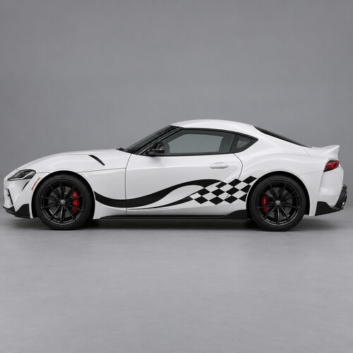 Checker Recoil Stripes Side Vinyl Decal Sticker for Toyota GR Supra 3.0 Premium A90 2020–2026_1