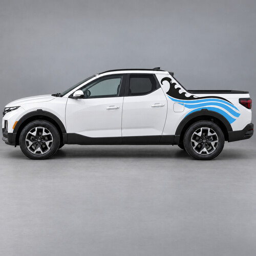 Coastal Breaker Wave Stripes Bedside and Pillar Vinyl Decal Sticker for Hyundai Santa Cruz SEL NXT 2022–2024_1