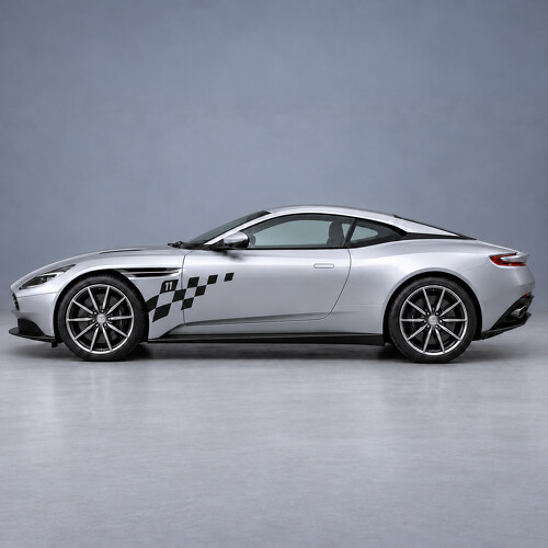 Feathered Check Front Fender and Door Vinyl Decal Sticker for Aston Martin DB11 V8 Coupe 1st Gen 2018–2023