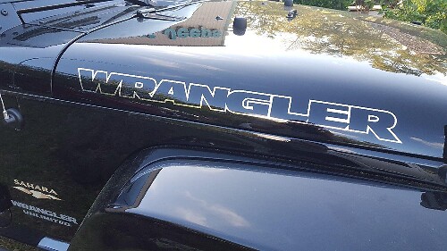 2 Wrangler  Chrome Vinyl Sticker Decal JEEP WRANGLER Hood
