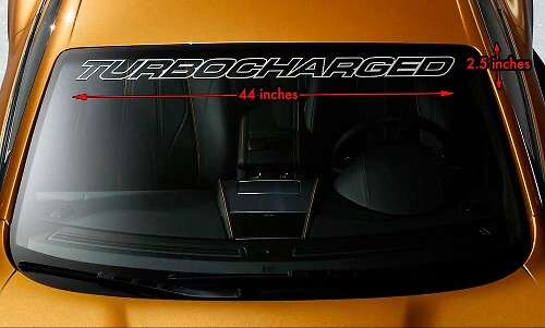 Turbocharged Outline Windshield Banner Vinyl Decal for Cars
