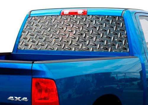 Metal plate texture Rear Window Decal Sticker Pick-up Truck SUV Car
