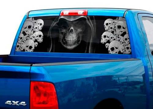 Death BW Skull Skeleton fear Rear Window Decal Sticker Pick-up Truck SUV Car