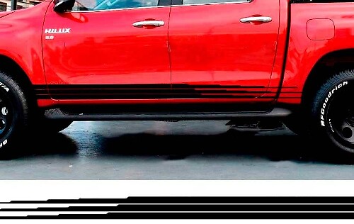 Triple Tapering Side Stripes Vinyl Decal Kit for Toyota Hilux