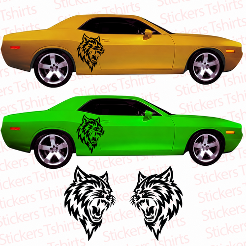 Custom Cat Head Door Graphic Pair Door Vinyl Decal Sticker for Dodge Challenger Hellcat