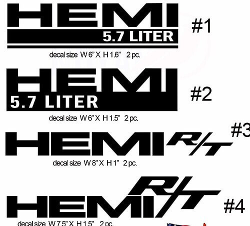 HEMI R/T Die-Cut Vinyl Decal Stickers for Dodge Challenger