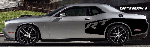 Wide RT Style Bed Side Stripes Vinyl Decal Set for Dodge Challenger