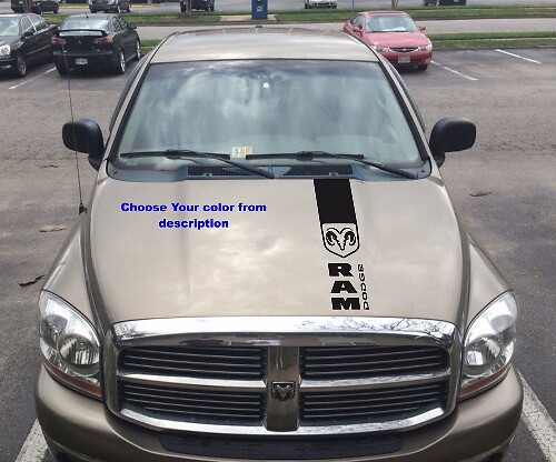 Truck vinyl decal, stripe sticker hood  Dodge Ram  logo (both sides) srt-8 hemi