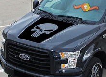 Ford F-150 2015-2016 Punisher skull hood graphics side stripe decal sticker 2