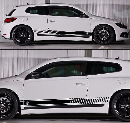 Racing Stripes with VW Logo Side Vinyl Decal Sticker for Volkswagen Scirocco