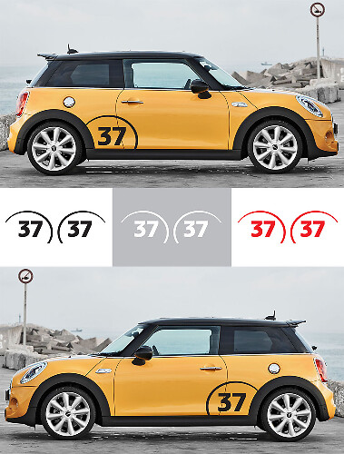 Custom Racing Number Fender Vinyl Decal Pair for Mini Cooper