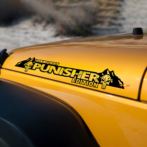 Punisher Edition Lettering Bonnet Vinyl Decals for Jeep Wrangler