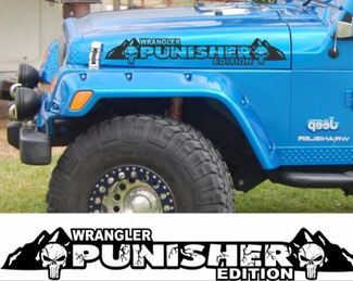 The Punisher Edition Version 2 Hood Decals. Custom set for Jeep wrangler hoods