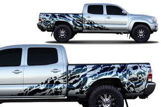 Toyota Tacoma 2005-2018 Long Bed Custom Half Side Decal Truck Wrap - NIGHTMARE