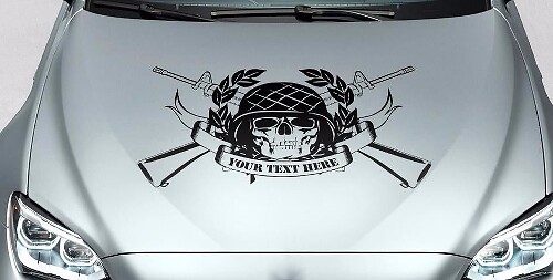 Skull your text honour hood vinyl decal sticker for car track wrangler fj etc

