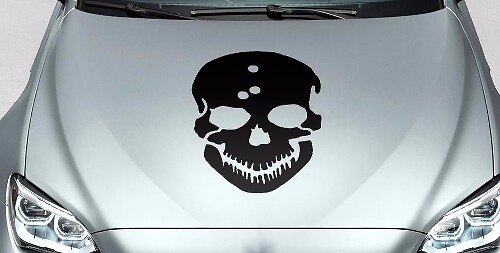 Skull bullet holes hood side vinyl decal sticker for car track wrangler fj etc
