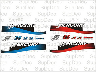 Mercury 25 outboard motor cowl boat decals graphics