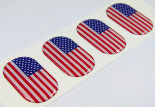 USA midi domed decals American flag 4 emblems Car bike laptop stickers