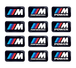 12pc BMW M Power Performance 3d domed sticker decal emblem wheel key fob
