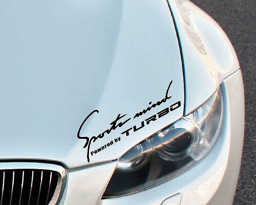 Sports Mind Powered by Turbo Hood Vinyl Decal Pair