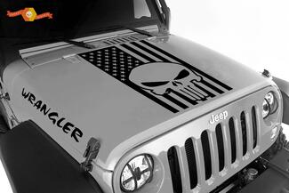 Jeep Wrangler Blackout Punisher American Flag 3 pc set vinyl hood decals JK JKU