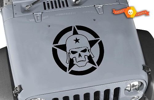 Army Skull Military Star Hood Vinyl Decal for Jeep Wrangler