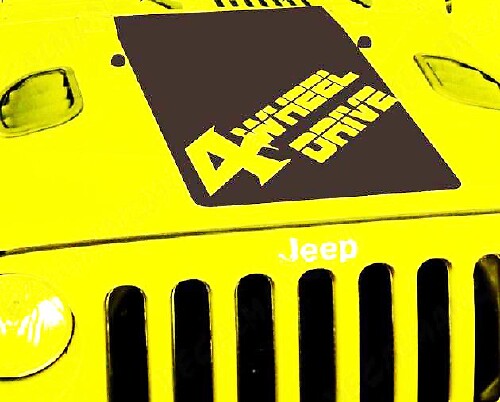 Blackout 4 Wheel Drive Hood Vinyl Decal for Jeep Wrangler 