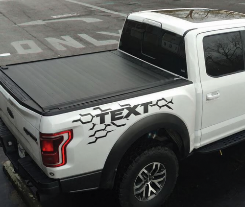 Custom Text Honeycomb Logo Side Bed Graphics Decal Sticker for Musclecar truck power truck 2017-Up