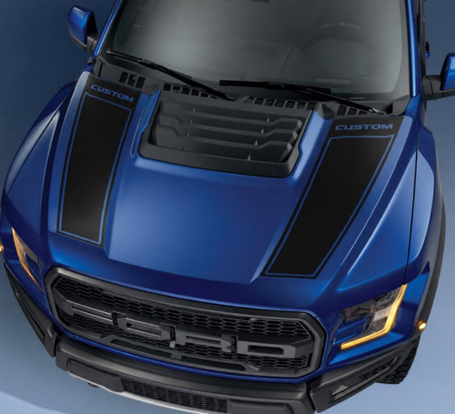 CUSTOM Dual Outline Stripes Hood Vinyl Decal Sticker for Ford F-150 2017