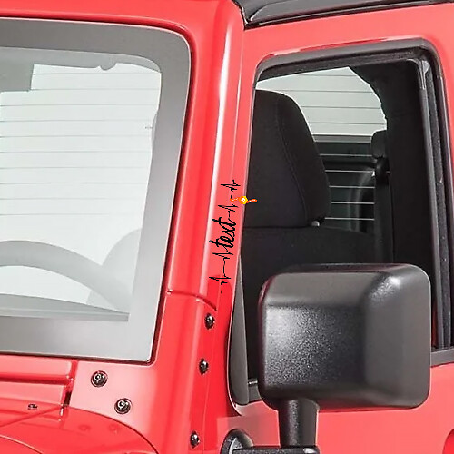 Heart Pulse Door Pillar Vinyl Decals for Jeep Wrangler Rubicon