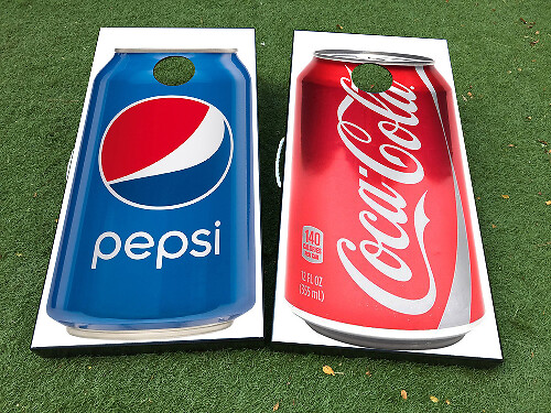Coca-Cola Pepsi Soda Can Cornhole Board Vinyl Wrap Decal Set