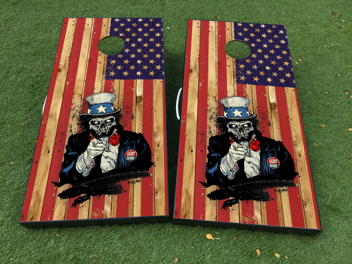Uncle Sam zombie American flag USA  Cornhole Board Game Decal VINYL WRAPS with LAMINATED