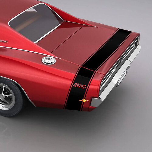 Rear Trunk and fender 500 stripes decals stickers for 1969 Dodge Charger 500
