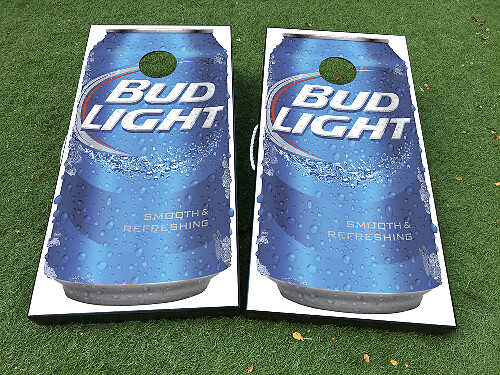 Bud Light Beer Can Cornhole Board Vinyl Wrap Decal Set