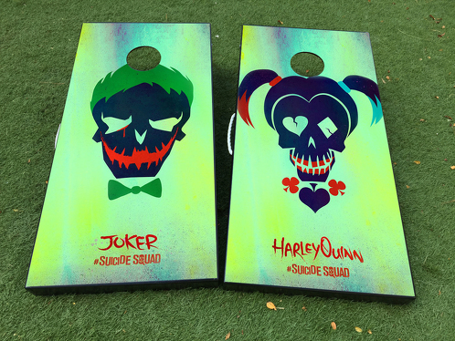 Harley Quinn & Joker art Cornhole Board Game Decal VINYL WRAPS with LAMINATED