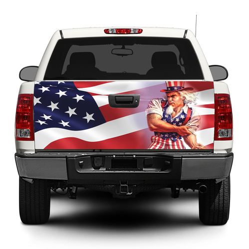 Uncle Sam American USA flag Tailgate Decal Sticker Wrap Pick-up Truck SUV Car