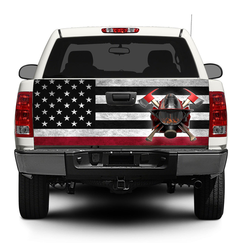American flag Firefighter Tailgate Decal Sticker Wrap Pick-up Truck SUV Car