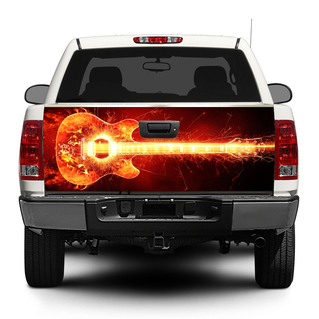 Guitar Burning rock music Tailgate Decal Sticker Wrap Pickup Truck SUV Car