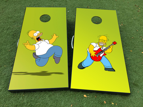 Homer Simpsons cartoon rock Cornhole Board Game Decal VINYL WRAPS with LAMINATED