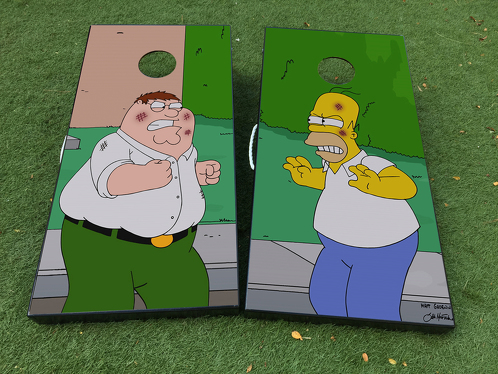 Homer Simpsons Family Guy Peter cartoon Cornhole Board Game Decal VINYL WRAPS with LAMINATED
