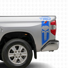 TRD Punisher Skull Stripes Bedside Vinyl Decal Sticker for Toyota Tundra_2