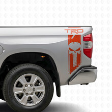 TRD Punisher Skull Stripes Bedside Vinyl Decal Sticker for Toyota Tundra_4