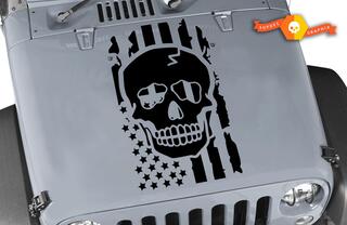 Distressed Skull flag Hood vinyl sticker decal Jeep USA punisher Dodge SF1