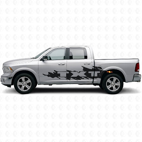 Mud Splash Style Lettering Side Vinyl Decal Kit for Dodge Ram_1