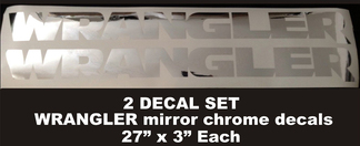 Set of 2 Jeep WRANGLER Mirror Chrome vinyl fender decals JK JKU LJ TJ