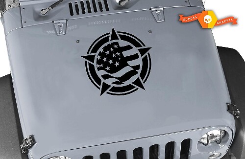 US Flag & Star Hood Vinyl Decal for Jeep Wrangler 
