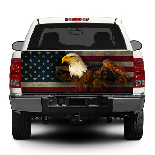 American Eagle USA Flag Tailgate Decal Sticker Wrap Pick-up Truck SUV Car