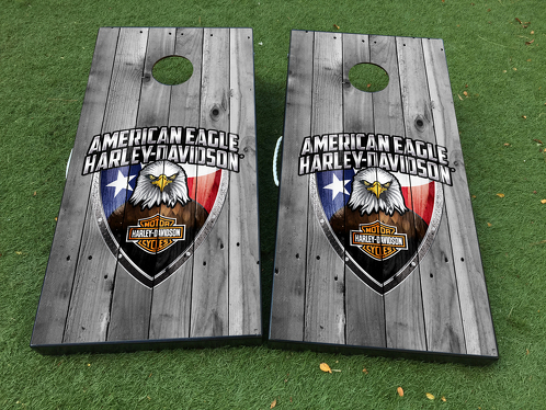 American Eagle Harley Davidson USA Cornhole Board Game Decal VINYL WRAPS with LAMINATED